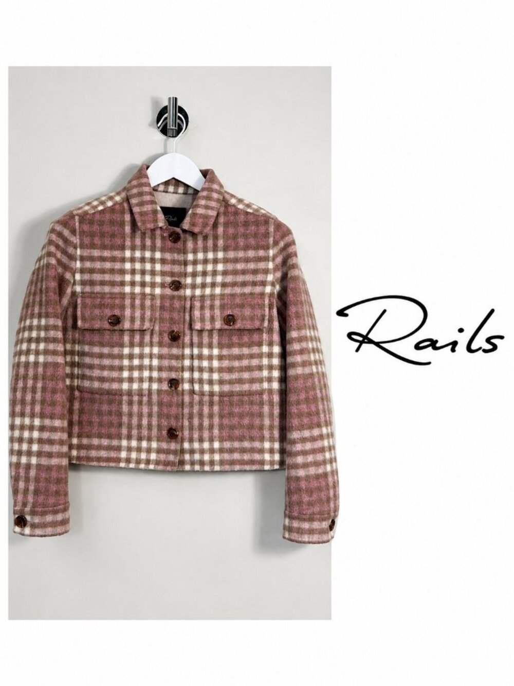 Rails Steffi Plaid Cropped Jacket Mauve/Ivory-SIZE Small